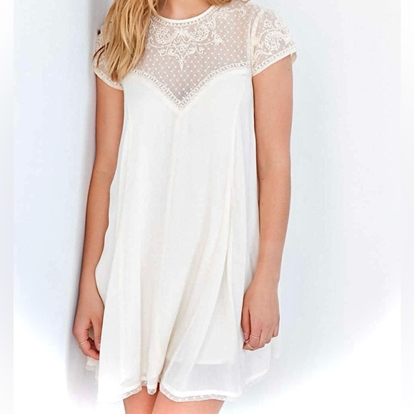 ⭐️BOGO FREE⭐️ MAURICE’S Sheer Top Trapeze Dress with Mesh Yoke Medium - Picture 1 of 12